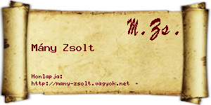 Mány Zsolt névjegykártya